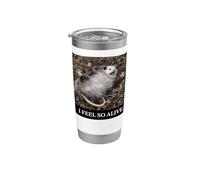 Opossum I Feel So Alive Playing Dead Humor irónico sarcástico Vaso térmico de acero inoxidable de doble pared