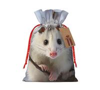 Opossum In Snow - Bolsa de arpillera con cordón de Navidad, bolsas de regalo grandes con cordón, bolsas de regalo con etiqueta, bolsas de regalo de Navidad, bolsa de dulces de Navidad, bolsas
