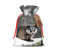 Opossum In Snow - Bolsa de Navidad con cierre de cordón, 4.7 x 6.9 pulgadas para envolver regalos de cumpleaños y fiestas de Navidad