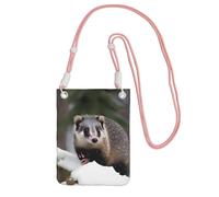 Opossum In Snow - Bolso bandolera con estampado de nieve para hombres y mujeres, mini monederos casuales para teléfono, bolsa antirrobo, para senderismo, viajes, Rosado, Talla única