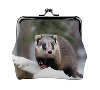 Opossum In Snow - Carteras pequeñas con estampado de nieve, carteras para mujer, monedero para mujer, cartera pequeña para mujer, con cremallera y cierre de beso, negro, talla única, Art Deco, Black,