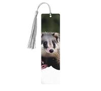Opossum in Snow Print - Juego de marcapáginas artísticos de 5 piezas para mujer, marcapáginas de madera con borlas, suministros de estudio