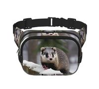 Opossum In Snow - Riñonera con correa ajustable cuadrada de doble capa, cinturón unisex en todas partes