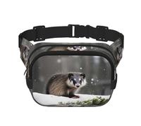 Opossum In Snow - Riñonera con correa ajustable cuadrada de doble capa, cinturón unisex en todas partes