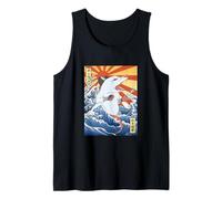 Opossum Kaiju Gran Ola Arte Japonés Vintage Zarigüeya Divertido Camiseta sin Mangas