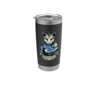 Opossum Noche estrellada Van Gogh Parodia Obra de arte impresionista Vaso térmico de acero inoxidable de doble pared