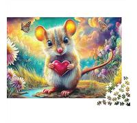 Opossum on Branch 1000 Piece Recycled Cardboard Critter Corazón Rojo Jigsaw Puzzle Adult Educational Game Activity Great Gift for Men Women Puzzle Collectors 52x38cm/1000pcs