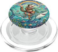 Opossum Riding Shark Rainbow Cute Ocean Animal PopSockets PopGrip para MagSafe