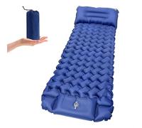OPP ULITE Colchoneta de dormir autoinflable para camping, 10 cm de grosor, con bomba de pie y almohada, colchón portátil ultraligero impermeable para senderismo, al aire libre, camping, viajes, azul