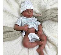 Oppaionaho 50 cm Muñeca bebé renacida Realista, Cuerpo Completo de Silicona, bebé recién Nacido Negro, Realista, durmiendo, Cuerpo Suave y con Peso (Niño)