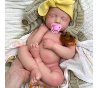 Oppaionaho 50CM Muñecas bebé renacidas Loulou, Cuerpo Completo de Silicona, Boca Abierta, Hechas a Mano, para Dormir, con Peso y anatomía Correcta (niña, caucásica)