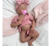 Oppaionaho Muñecas de bebé renacidas de Silicona de Cuerpo Completo con Boca Abierta - recién Nacida Realista de 20 Pulgadas, con anatomía Correcta (niña, Oscura)