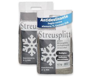 OPPENHÄUSER Gravilla antideslizante de diabasa 30kg grano 2-5mm: efecto antideslizante inmediato, granulado ecológico para calles y aparcamientos, según la norma alemana TL Gestein-StB, premium