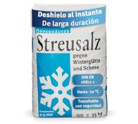 OPPENHÄUSER Sal para deshielo 25kg: deshielo inmediato y duradero, DIN EN 16811-1, sal para eliminar el hielo y la nieve, streu invernal para aceras, accesos y aparcamientos, grano M, de alta calidad