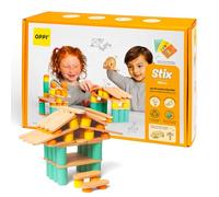 OPPI - Stix - Juego Educativo de Madera y Silicona - con folleto de Instrucciones - 108 Piezas - 50 Tarjetas de Descarga - 2-12 años