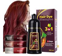 Oppingster 500 ml champú tinte fácil de usar para hombres y mujeres (rojo vino), champú tinte natural,instantáneo contra las canas Shampoo