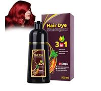 Oppingster 500 ml champú tinte para el cabello de color rojo vino oscuro natural, champú tinte para un resultado natural, color duradero Shampoo