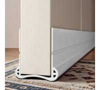Oppingster 93cm Blanco Burlete Bajo Puerta, Burlete Silicona Puerta Autoadhesivo para Burlete de Puerta, Ajustable Tira de Sellado para Antipolvo, Aislamiento Acústico, Viento, Agua e Insectos