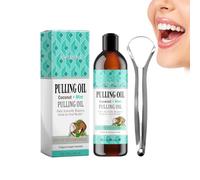 Oppingster Enjuague bucal de aceite de coco de 100 ml para los dientes, enjuague con aceite y raspador lingual, cuidado bucal natural Tooth care