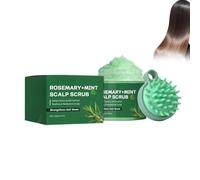 Oppingster Exfoliante natural para el cuero cabelludo, tratamiento capilar nutritivo y desintoxicante con masajeador, exfoliante para el cuero cabelludo con romero y menta Shampoo