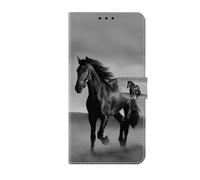 OPPO A16 - Funda protectora magnética a prueba de golpes pintada de piel sintética con tapa para teléfono con tarjetero y función atril para OPPO A16, caballo