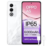 OPPO A5 - Smartphone Libre con IA, 6GB RAM + 128GB, Pantalla 6.67" 90Hz, Cámara 50MP, Batería 6000, Carga Rápida 45W, Versión Española - Blanco