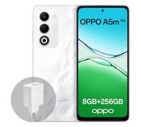 OPPO A5m 4G 8GB RAM + 256GB ROM, Smartphone Desbloqueado con IA, Pantalla de 6,67 Pulgadas y 90 Hz, cámara AF de 50 MP, batería de 6000 mAh, IP65, Mist White (Incluye Cargador SUPERVOOC de 45 W)