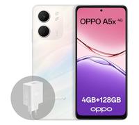 OPPO A5x 4G 4GB RAM + 128GB ROM, Smartphone Desbloqueado con IA, Pantalla de 6,67 Pulgadas y 90 Hz, cámara AF de 32 MP, batería de 6000 mAh, IP65, Laser White (Incluye Cargador SUPERVOOC de 45 W)