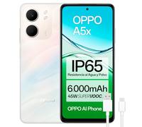 OPPO A5x - Smartphone Libre con IA, 4GB RAM + 128GB, Pantalla 6.67" 90Hz, Cámara 32MP, Batería 6000, Carga Rápida 45W, Versión Española - Blanco