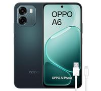 OPPO A6 4G - Smartphone Libre con IA, 6GB RAM+256GB, Batería 6500 mAh, Carga Rápida 45W, Pantalla LCD HD+ 120Hz, IP69, Cámara 50MP AI, Dual SIM, Versión Española - Negro