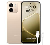 OPPO A6 5G - Smartphone Libre con IA, 6GB RAM+256GB, Batería 6500 mAh, Carga Rápida 45W, Pantalla LCD HD+ 120Hz, IP69, Cámara 50MP AI, Dual SIM, Versión Española - Dorado