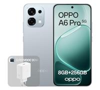 OPPO A6 Pro 5G 8+256GB, Smartphone Android Desbloqueado, Pantalla AMOLED de 6.57" 120Hz, Cámara IA 50+16MP, Batería 6500mAh, Resistencia al Agua IP69, Lunar Titanium (Incluye Cargador 80W SUPERVOOC)