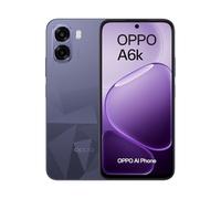 OPPO A6k 4G - Smartphone Libre con IA, 4GB RAM+256GB, Batería 6100 mAh, Pantalla LCD HD+ 120Hz, IP64, Cámara 50MP, Dual SIM, Versión Española - Negro