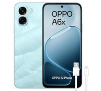 OPPO A6x 4G - Smartphone Libre con IA, 4GB RAM+128GB, Batería 6100 mAh, Pantalla LCD HD+ 120Hz, IP64, Cámara 13MP, Dual SIM, Versión Española - Azul
