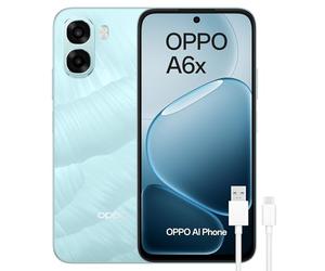 OPPO A6x 4G - Smartphone Libre con IA, 4GB RAM+128GB, Batería 6100 mAh, Pantalla LCD HD+ 120Hz, IP64, Cámara 13MP, Dual SIM, Versión Española - Azul