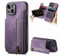 OPPO Find X5 Pro - Funda de piel de alta calidad con cremallera, función atril y ranuras para tarjetas, compatible con OPPO Find X5 Pro, color morado