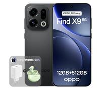 OPPO Find X9 5G 12+512GB, Smartphone liberado con IA, Pantalla ProXDR 6.59" 120Hz, Cámara Hasselblad de 50 MP, 4K Motion, 7025 mAh, IP69, Space Black (Incluye Cargador SUPERVOOC 80W y Enco Air4)