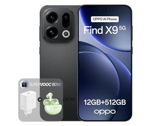 OPPO Find X9 5G 12+512GB, Smartphone liberado con IA, Pantalla ProXDR 6.59" 120Hz, Cámara Hasselblad de 50 MP, 4K Motion, 7025 mAh, IP69, Space Black (Incluye Cargador SUPERVOOC 80W y Enco Air4)