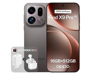 OPPO Find X9 Pro 5G 16+512GB, Smartphone liberado con IA, Pantalla ProXDR 6.78" 120Hz, Cámara Hasselblad de 200 MP, 4K Motion, 7500mAh, IP69, Titanium (Incluye Cargador SUPERVOOC 80W y Enco Buds3)