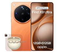 OPPO Find X9 Ultra 5G Smartphone Liberado, Cámaras Hasselblad 200MP+50MP, Zoom Óptico 10x, Video 8K, 7050mAh, Carga 100W, Pantalla 144Hz, Snapdragon 8 Elite Gen 5, Canyon Orange (con Enco Clip2)