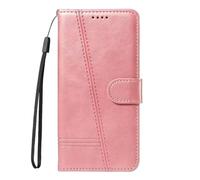 OPPO Realme C67 4G - Funda de piel sintética con ranuras para tarjetas, función atril, magnética, protección completa, color oro rosa