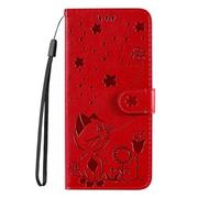 OPPO Reno12 F - Funda de piel sintética a prueba de golpes con absorción de golpes, funda protectora para portátil OPPO Reno12 F, color rojo