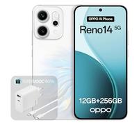 OPPO Reno14 5G 12+256GB, Smartphone Android liberado con IA, Pantalla 6,59" 120Hz AMOLED, Cámara AI 50+50MP, Batería 6000mAh, Resistencia al Agua IP69, Opal White (Incluye Cargador 80W SUPERVOOC)
