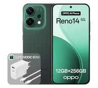 OPPO Reno14 5G 12+256GB, Smartphone Android liberado con IA, Pantalla 6,59" 120Hz AMOLED, Cámara AI 50+50MP, Batería 6000mAh, Resistencia al Agua IP69, Luminous Green (Incluye Cargador 80W SUPERVOOC)