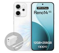 OPPO Reno14 5G 12+256GB, Smartphone Android liberado con IA, Pantalla 6,59" 120Hz AMOLED, Cámara AI 50+50MP, Batería 6000mAh, Resistencia al Agua IP69, Opal White (Incluye Cargador 80W SUPERVOOC)