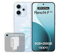 OPPO Reno14 F 5G 8+256GB, Smartphone Android Liberado con IA, Pantalla 6,57" 120Hz AMOLED, Cámara AI 50+32MP, Batería 6000mAh, Resistencia al Agua IP69, Opal Blue (Incluye Cargador 45W SUPERVOOC)