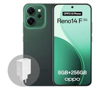 OPPO Reno14 F 5G 8+256GB, Smartphone Android Liberado con IA, Pantalla 6,57" 120Hz AMOLED, Cámara AI 50+32MP, IP69, Luminous Green (Incluye Cargador 45W SUPERVOOC)