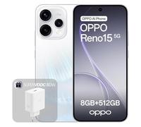 OPPO Reno15 5G Smartphone Liberado, 8+512GB, Retrato Telefoto Vibe 3.5X, Pantalla AMOLED 6.59" 120Hz HDR10+, Batería 6500mAh, Snapdragon 7 Gen 4, IP69, Aurora White (Incluye Cargador 80W SUPERVOOC)