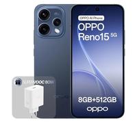 OPPO Reno15 5G Smartphone Liberado, 8+512GB, Retrato Telefoto Vibe 3.5X, Pantalla AMOLED 6.59" 120Hz HDR10+, Batería 6500mAh, Snapdragon 7 Gen 4, IP69, Twilight Black (Incluye Cargador 80W SUPERVOOC)