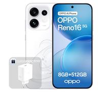 OPPO Reno16 5G Teléfono Inteligente Liberado, 8+512GB, 50MP Teleobjetivo 3.5X, Pantalla AMOLED 6.32" 120Hz, Video Estable 4K, Snapdragon 7 Gen 4, IP69K, Pop White(Cargador 80W SUPERVOOC Incluido)